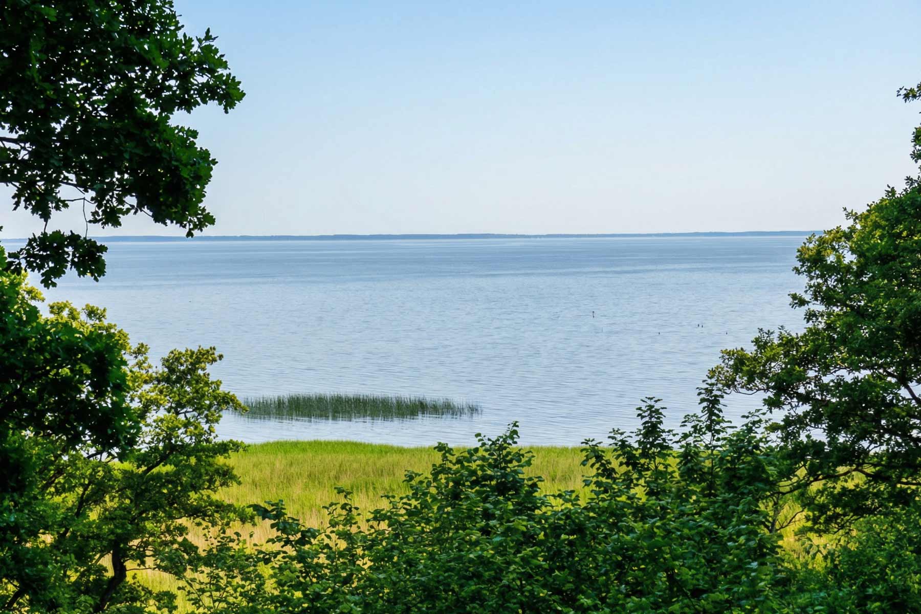 Blick vom Fischerdorf Zirchow auf das Stettiner Haff
