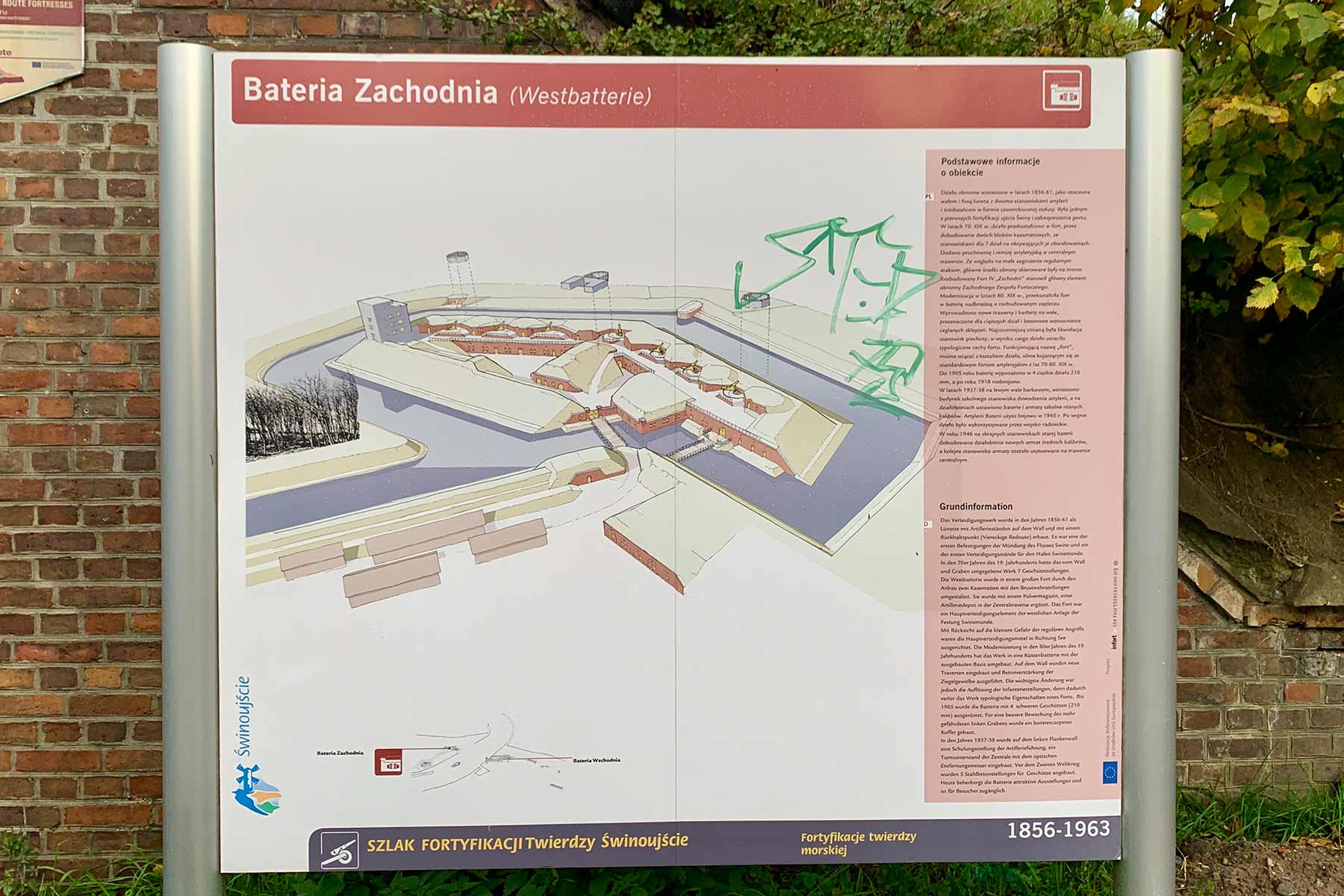 Grafische Übersicht der Festungsanlage Fort Zachodni in Swinemünde
