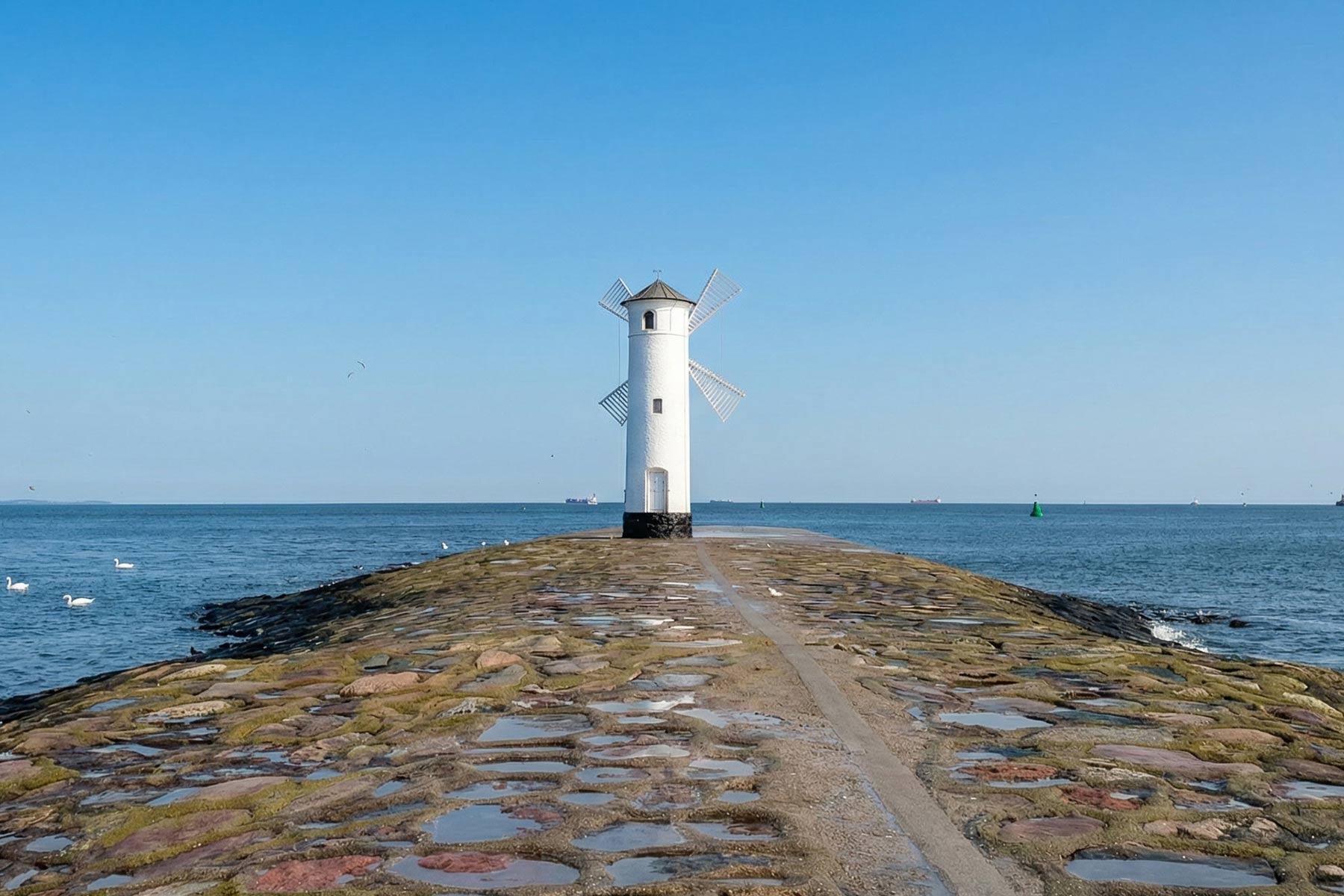 Mole zur Mühlenbake in Swinemünde Mole mit Blick zur Mühlenbake in Swinemünde