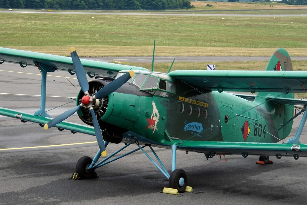Antonov AN-2 auf dem Vorfeld des Flughafens Heringsdorf im Jahr 2022